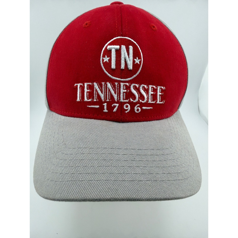 Tennessee 1796 Red Gray Embroidered Mesh Trucker Snapback Hat